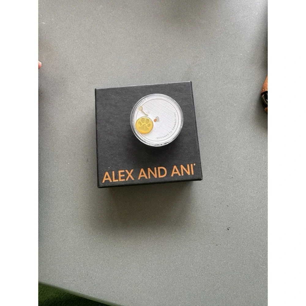 NEW Alex and Ani Paw Print Gold Chain Station Charm Dog Puppy‎ Sterling Silver